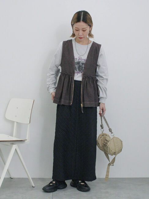 Samansa Mos2 blue「バイアスフリルカットスカート」|スカート|