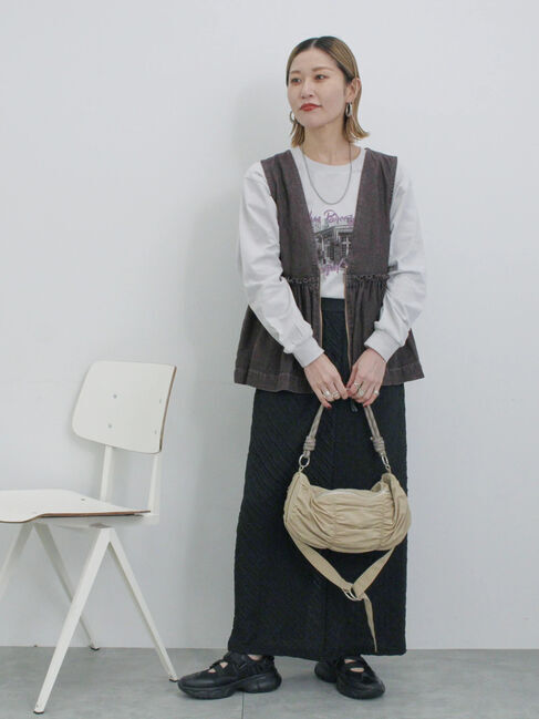 Samansa Mos2 blue「バイアスフリルカットスカート」|スカート|