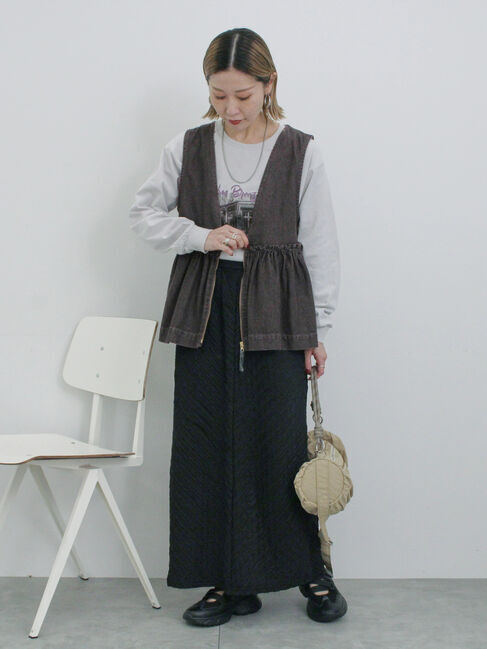 Samansa Mos2 blue「バイアスフリルカットスカート」|スカート|