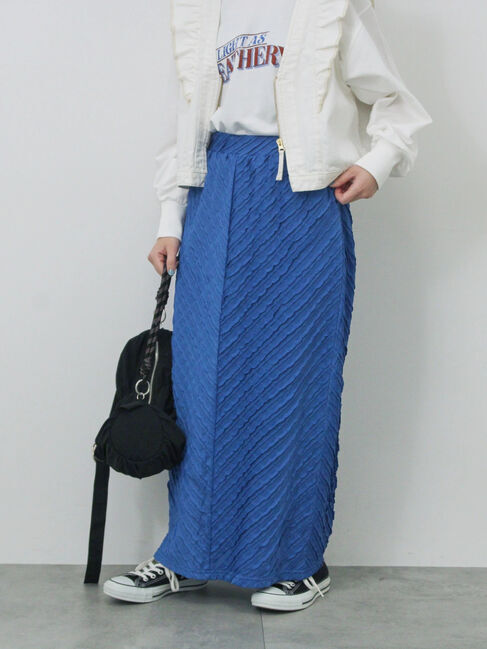 Samansa Mos2 blue「バイアスフリルカットスカート」|スカート|
