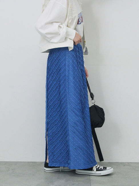 Samansa Mos2 blue「バイアスフリルカットスカート」|スカート|