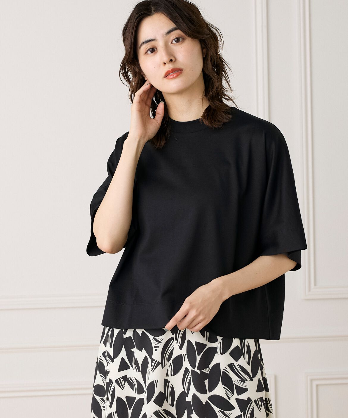 INED「ボクシーシルエットTシャツ」|Tシャツ・カットソー|ブラック