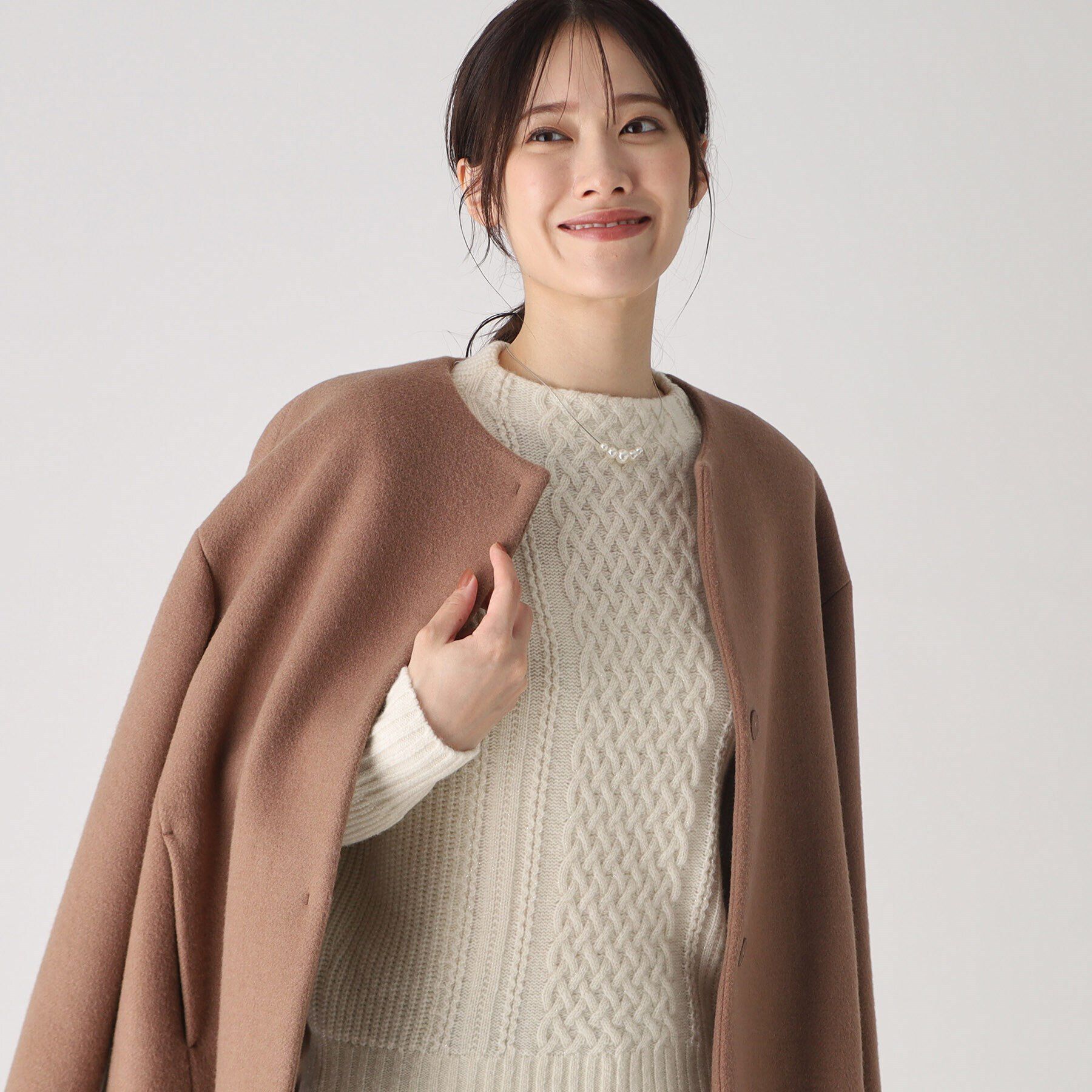 COUP DE CHANCE「【洗える／日本製】カジュアル過ぎない！大人のケーブルニットプルオーバー」|ニット・セーター|