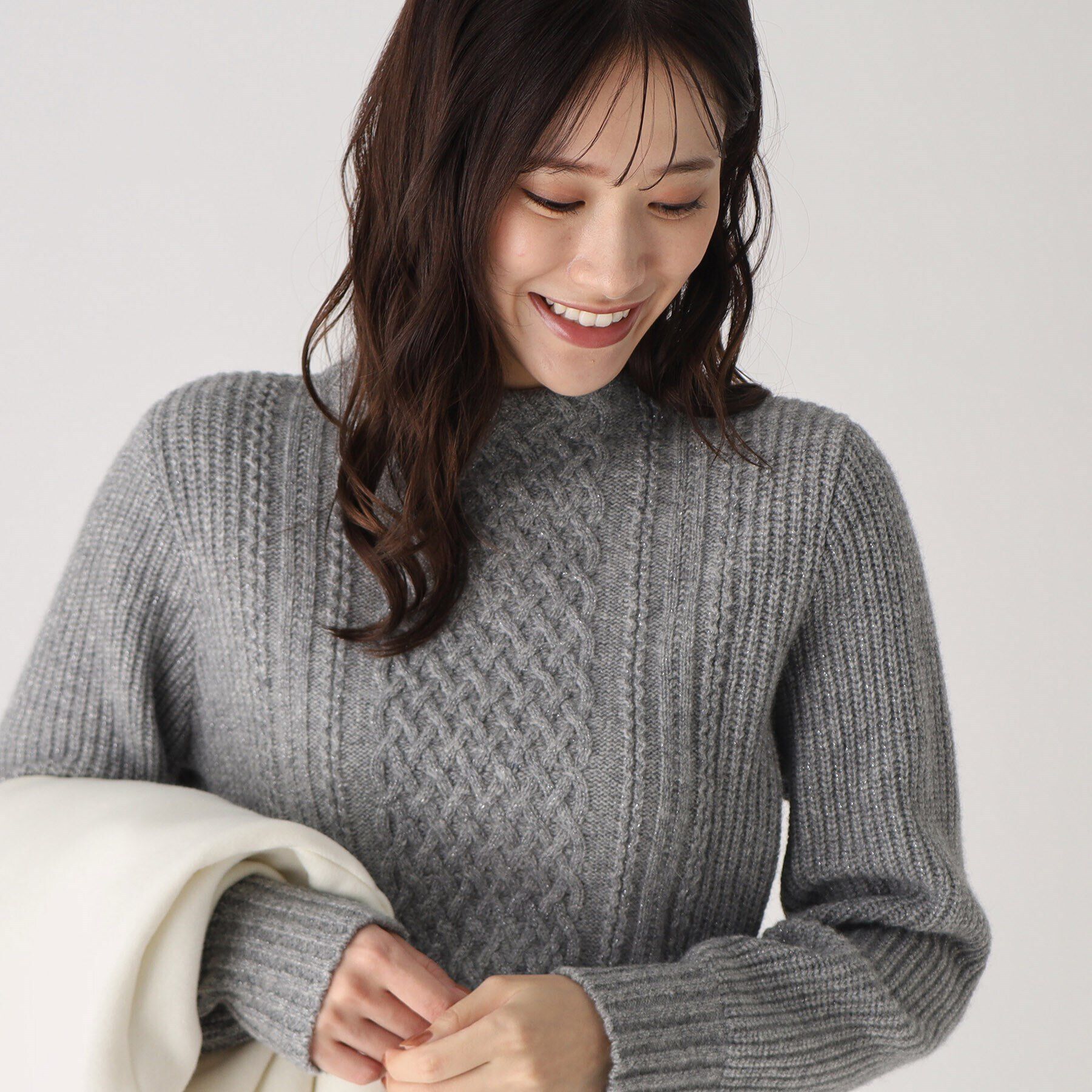 COUP DE CHANCE「【洗える／日本製】カジュアル過ぎない！大人のケーブルニットプルオーバー」|ニット・セーター|