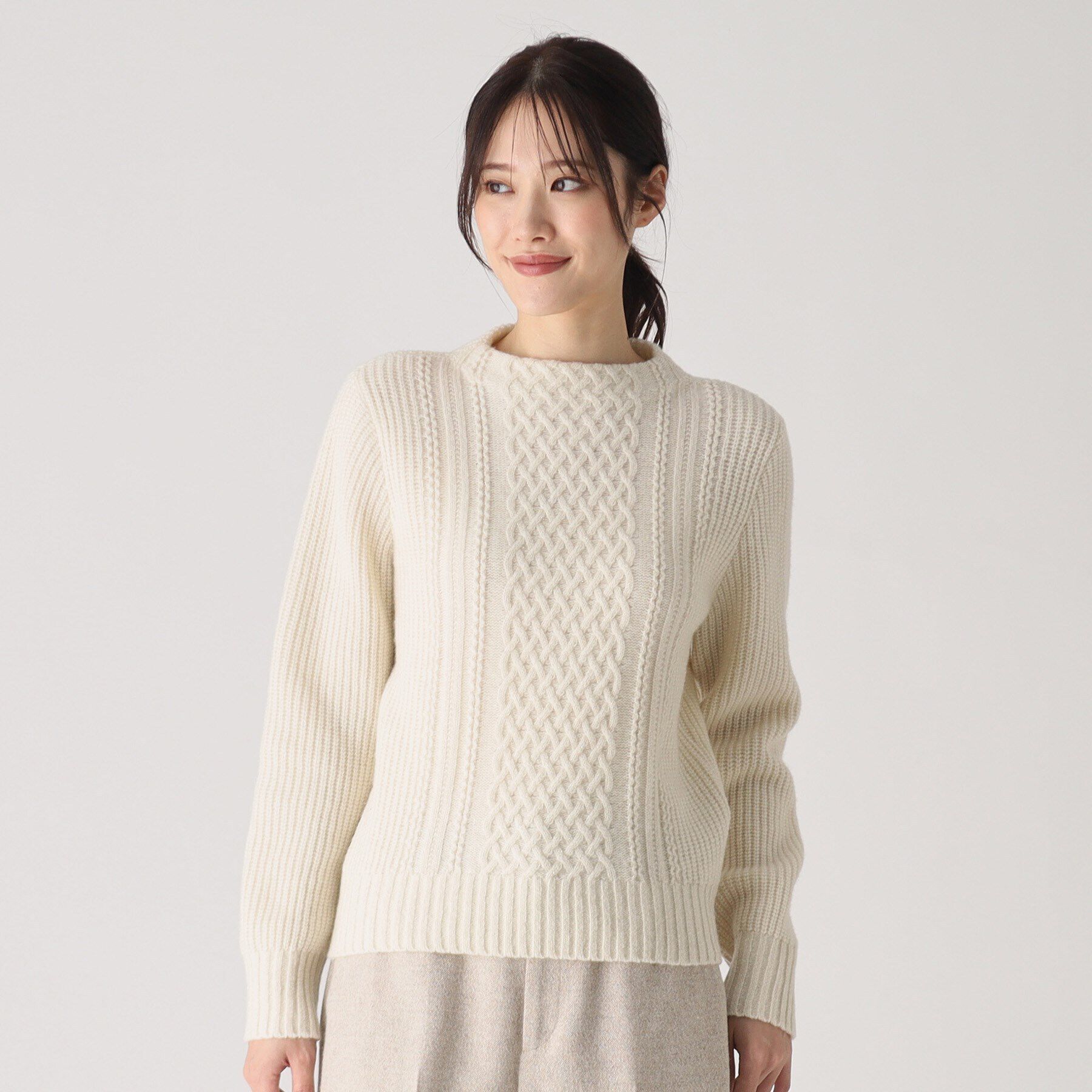 COUP DE CHANCE「【洗える／日本製】カジュアル過ぎない！大人のケーブルニットプルオーバー」|ニット・セーター|
