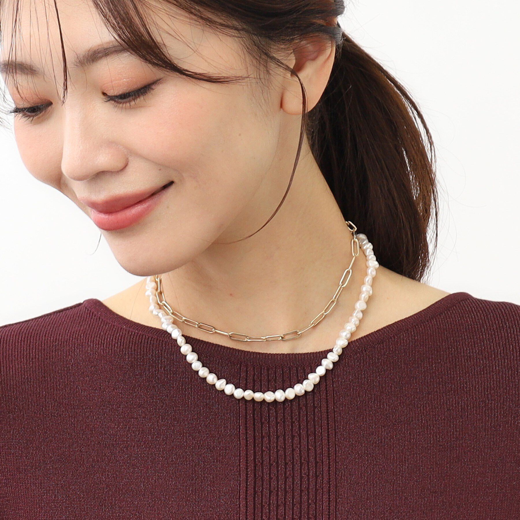 Reflect「【2WAY／チェーンのアレンジ可】淡水パールチェーンネックレス」|ネックレス|