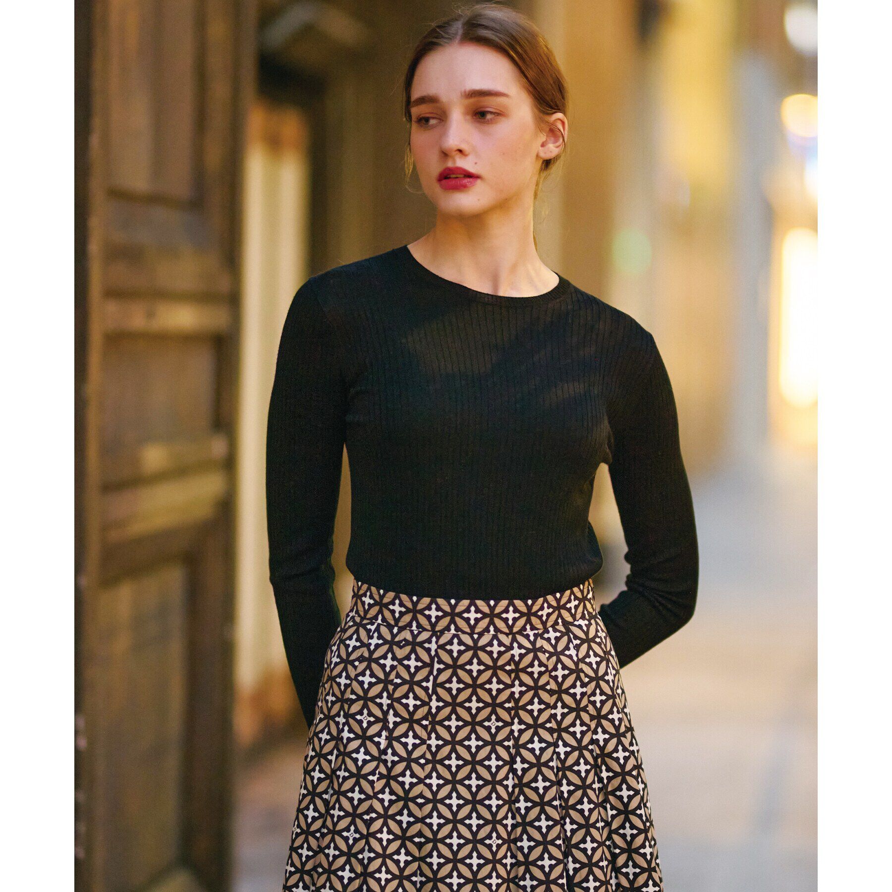 DRESSTERIOR「ワイドリブクルーネックプルオーバー」|ニット・セーター|