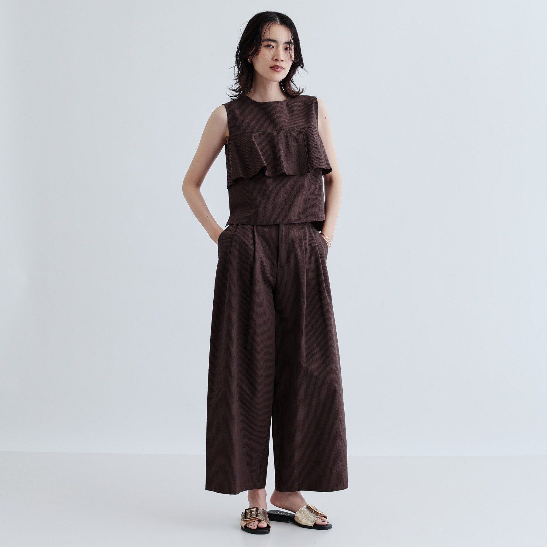 GALLEST「【セットアップ可能】ストライプサッカーワイドパンツ【洗える/カセット服】」|その他|