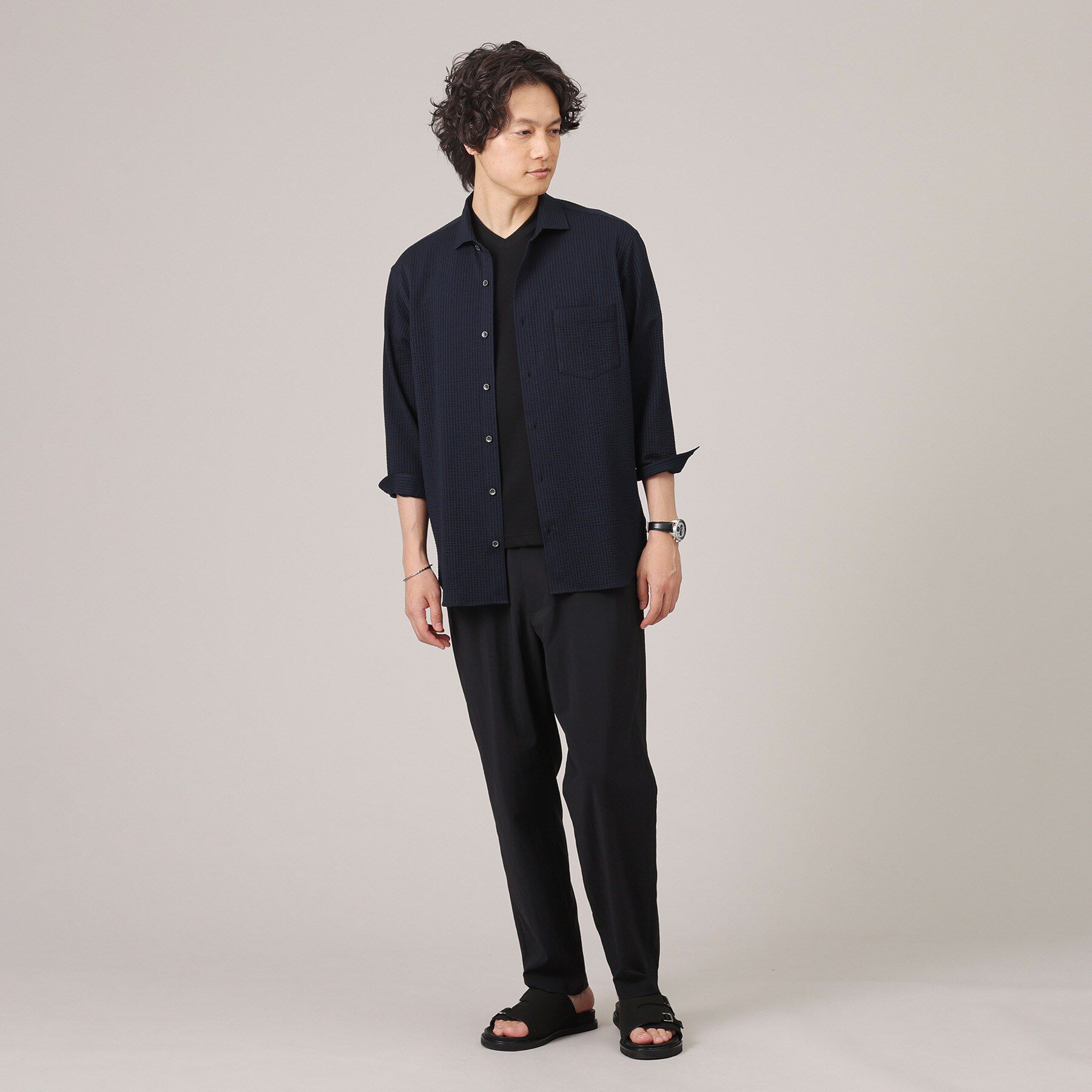 TAKEO KIKUCHI「【抗菌防臭／7分袖】サッカージャージ ストライプシャツ」|シャツ・ブラウス|