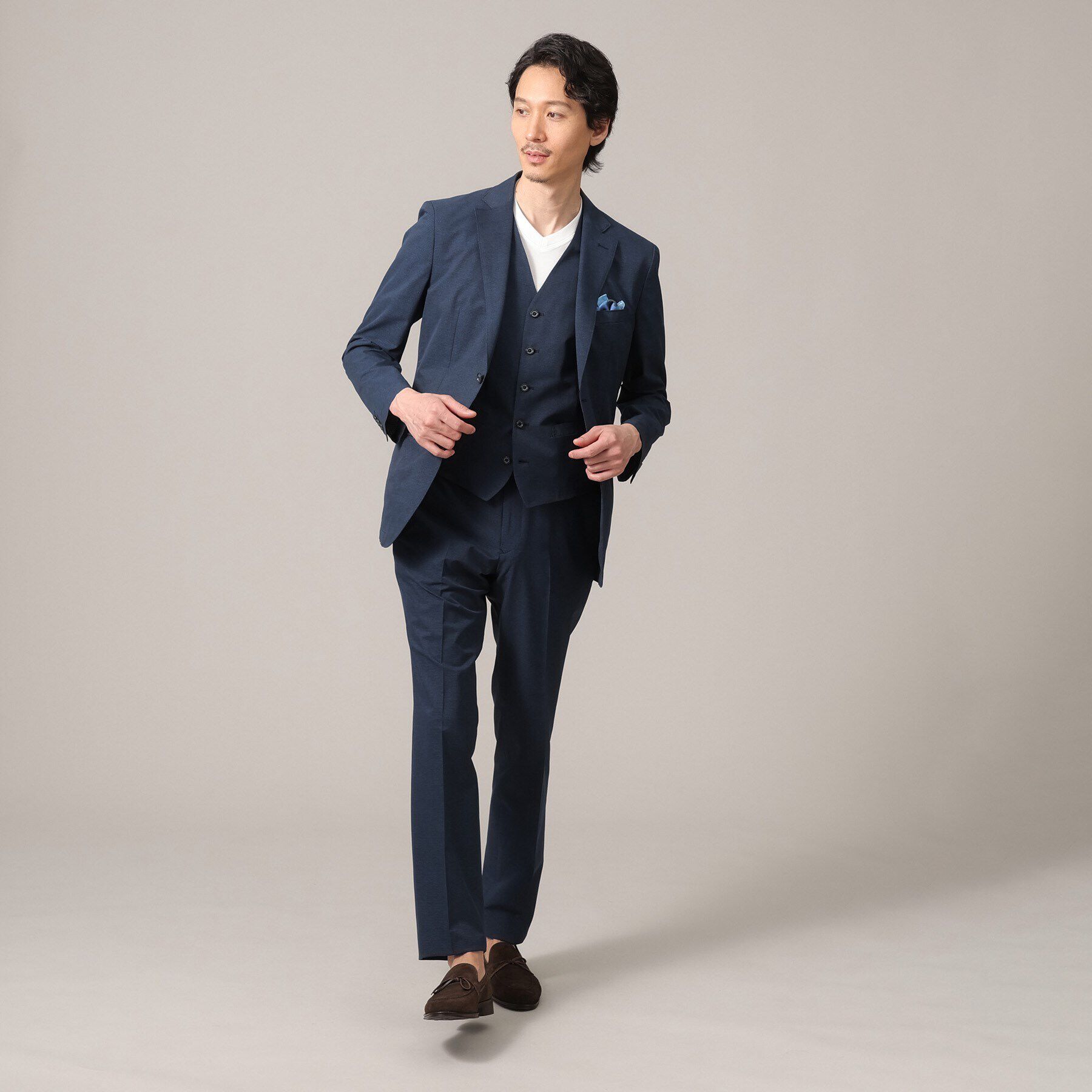 TAKEO KIKUCHI「【抗菌防臭／3ピース対応】COOL DOTS（R）ドビープリント ベスト」|ベスト・ジレ|