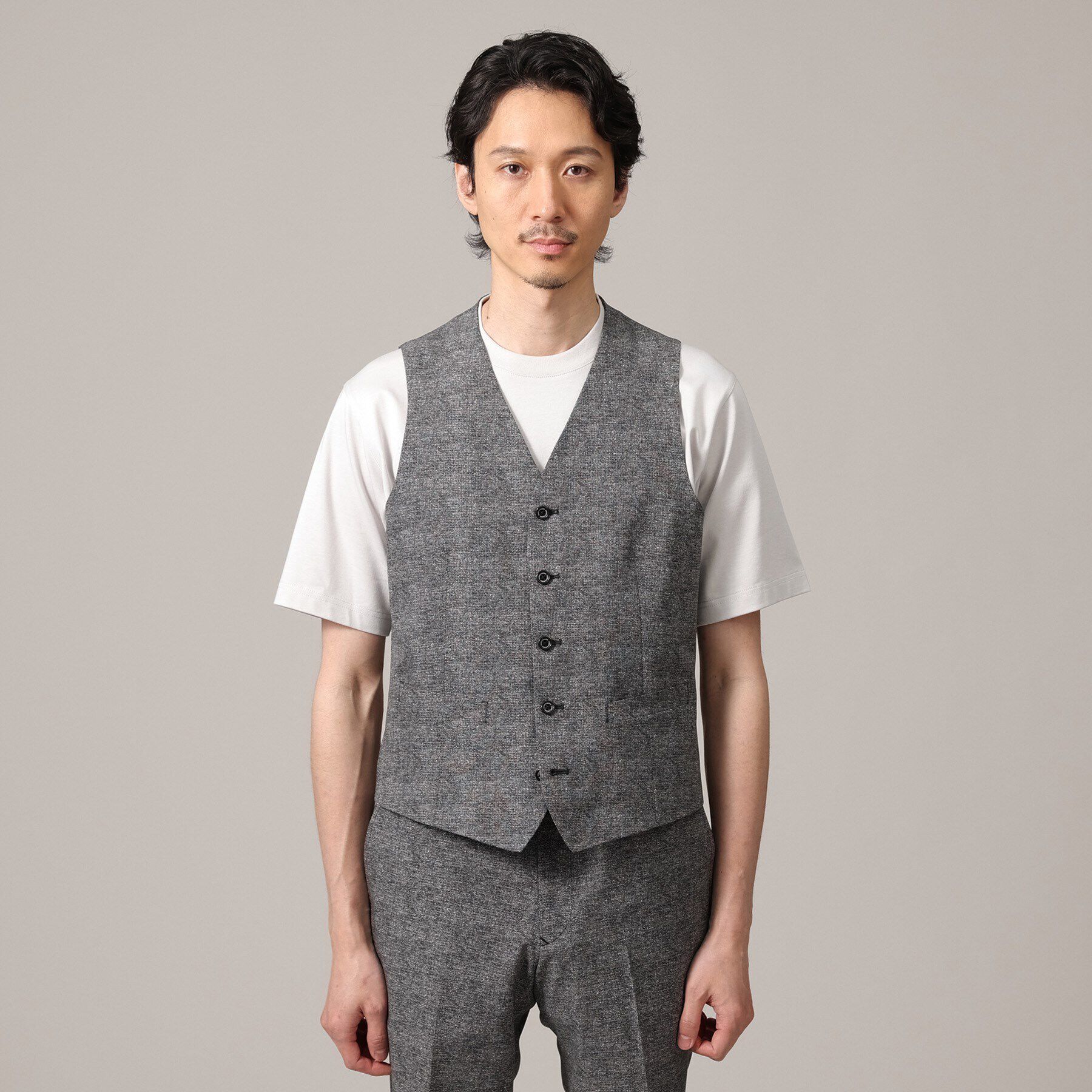 TAKEO KIKUCHI「【抗菌防臭／3ピース対応】COOL DOTS（R）ドビープリント ベスト」|ベスト・ジレ|