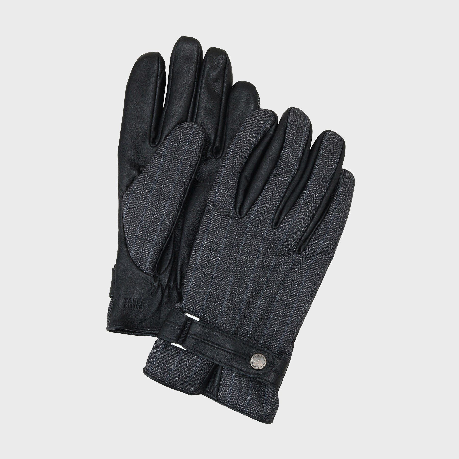 TAKEO KIKUCHI「【スマホ対応】ドレス生地&times;レザー グローブ」|手袋|ﾁｬｺｰﾙｸﾞﾚｰ(313)