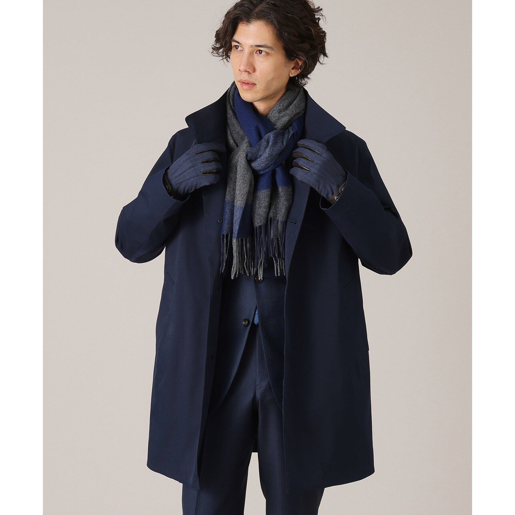 TAKEO KIKUCHI「【スマホ対応】ドレス生地&times;レザー グローブ」|手袋|