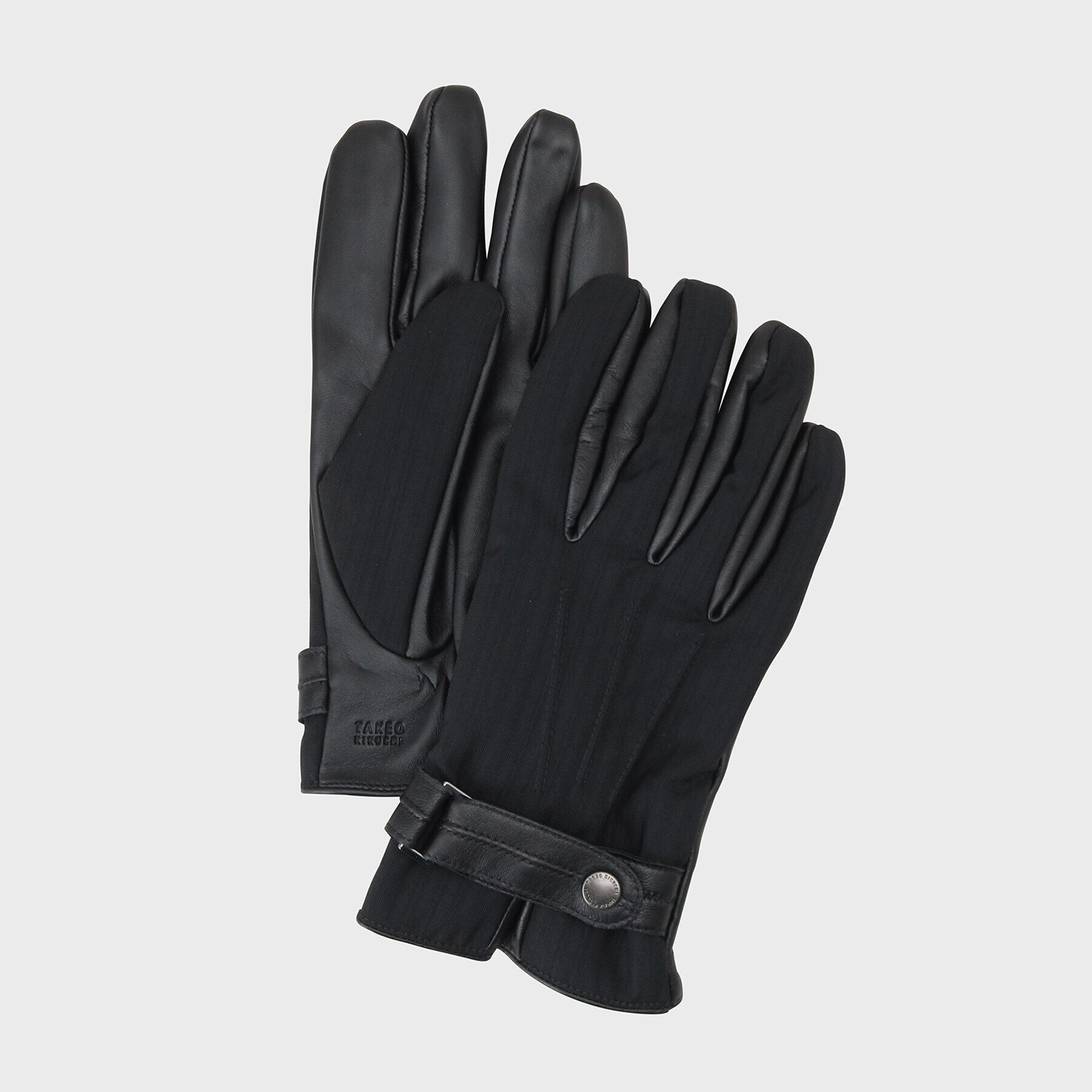 TAKEO KIKUCHI「【スマホ対応】ドレス生地&times;レザー グローブ」|手袋|ﾌﾞﾗｯｸ(319)