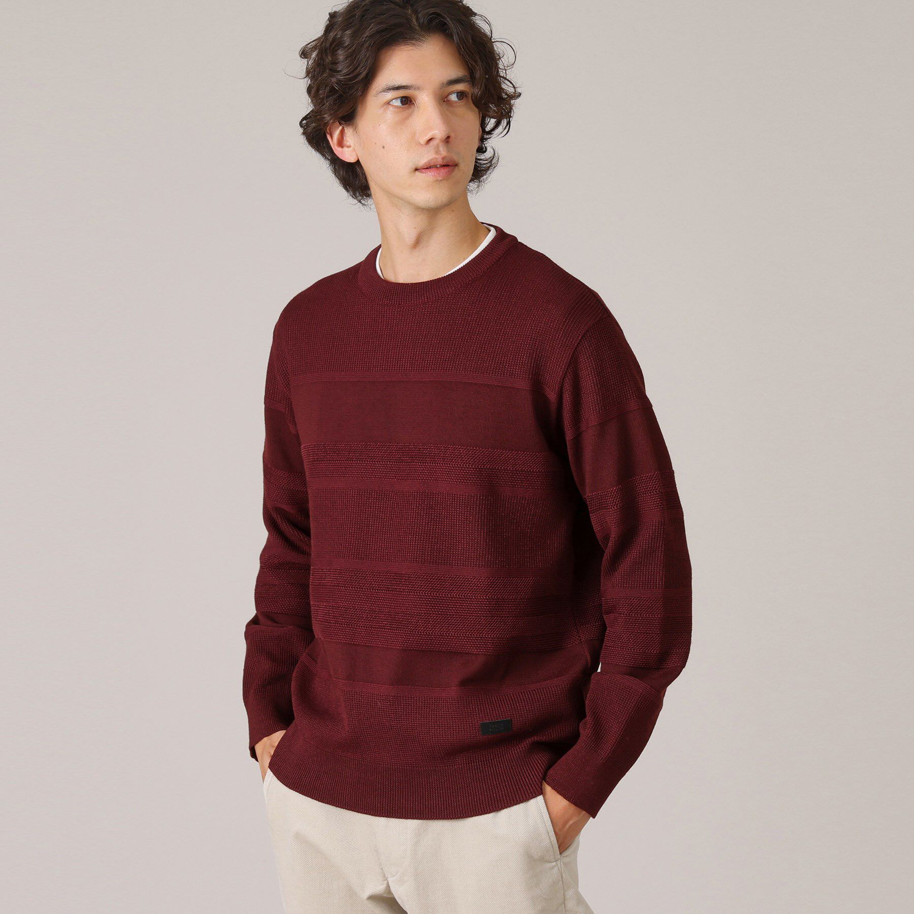 TAKEO KIKUCHI「【Made in JAPAN】編地切替 プルオーバーニット」|ニット・セーター|