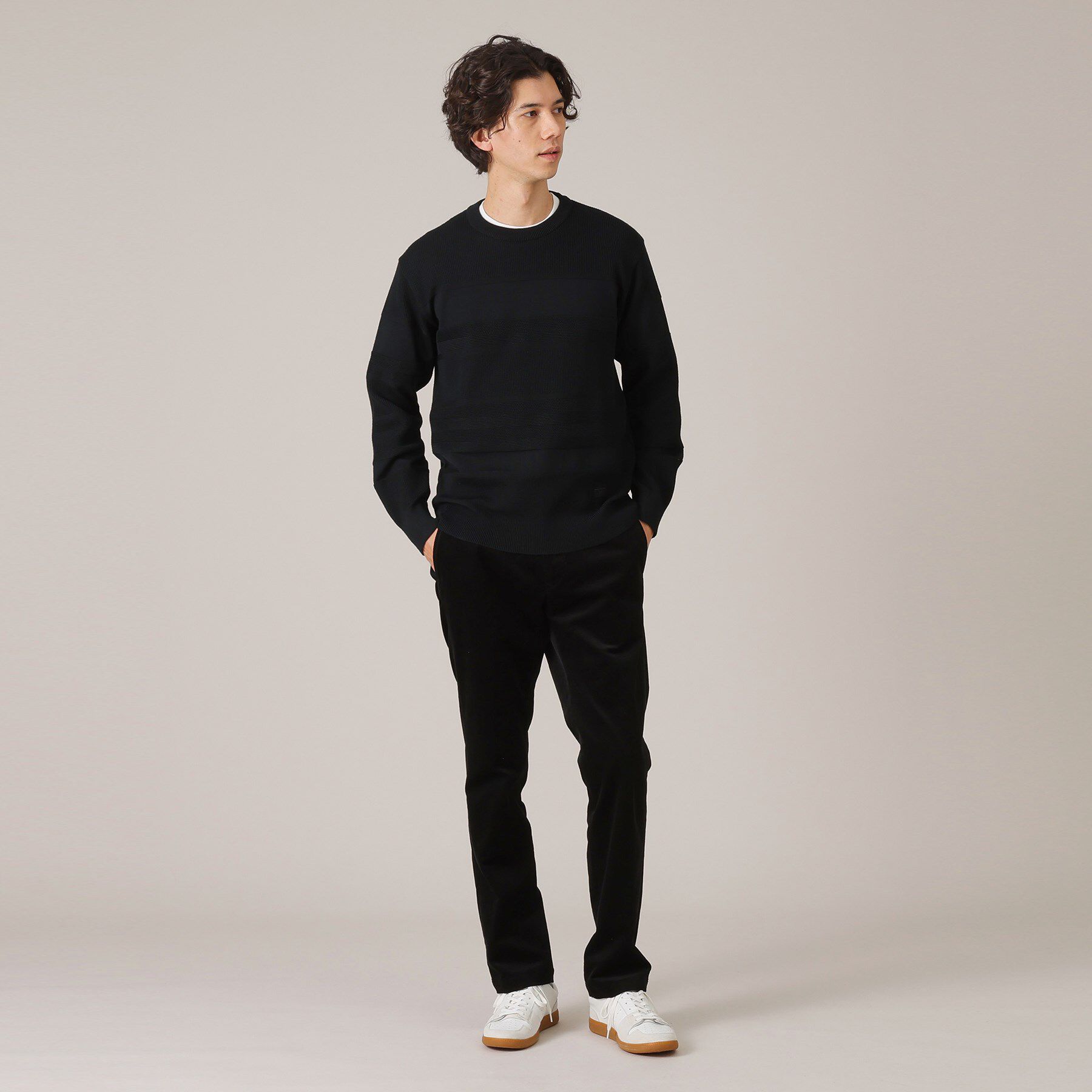 TAKEO KIKUCHI「【Made in JAPAN】編地切替 プルオーバーニット」|ニット・セーター|