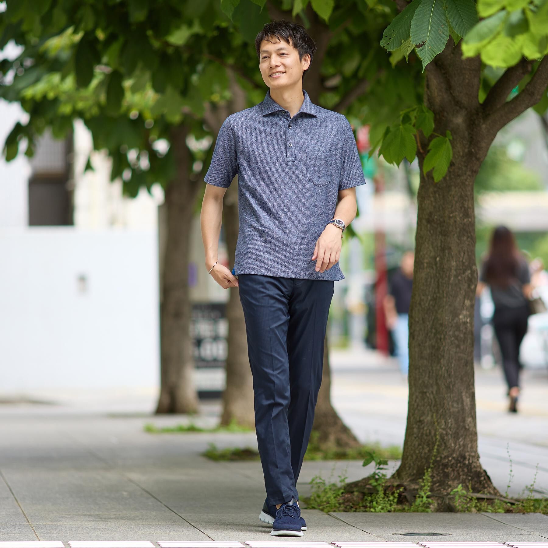 TAKEO KIKUCHI「【尾州織】メランジメッシュ ポロシャツ」|ポロシャツ|