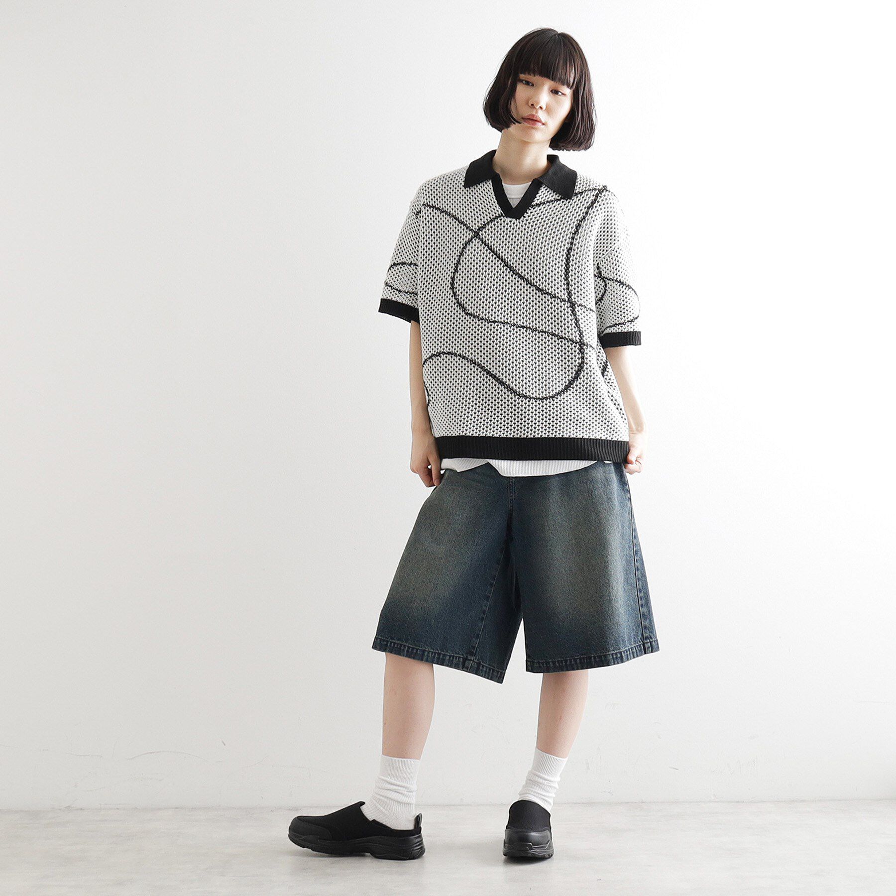 tk.TAKEO KIKUCHI「ラインアートニットポロ」|ニット・セーター|