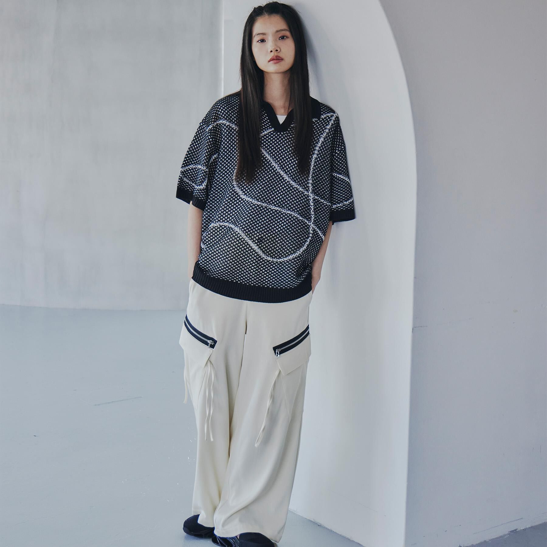 tk.TAKEO KIKUCHI「ラインアートニットポロ」|ニット・セーター|