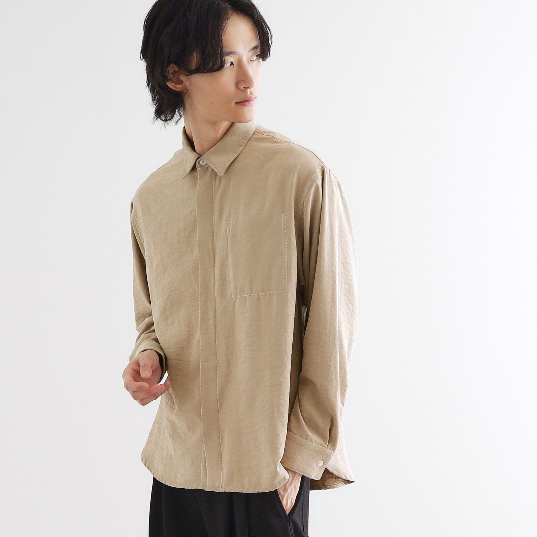 tk.TAKEO KIKUCHI「ビンテージフィブリルライクシャツ」|シャツ・ブラウス|ライトベージュ(05