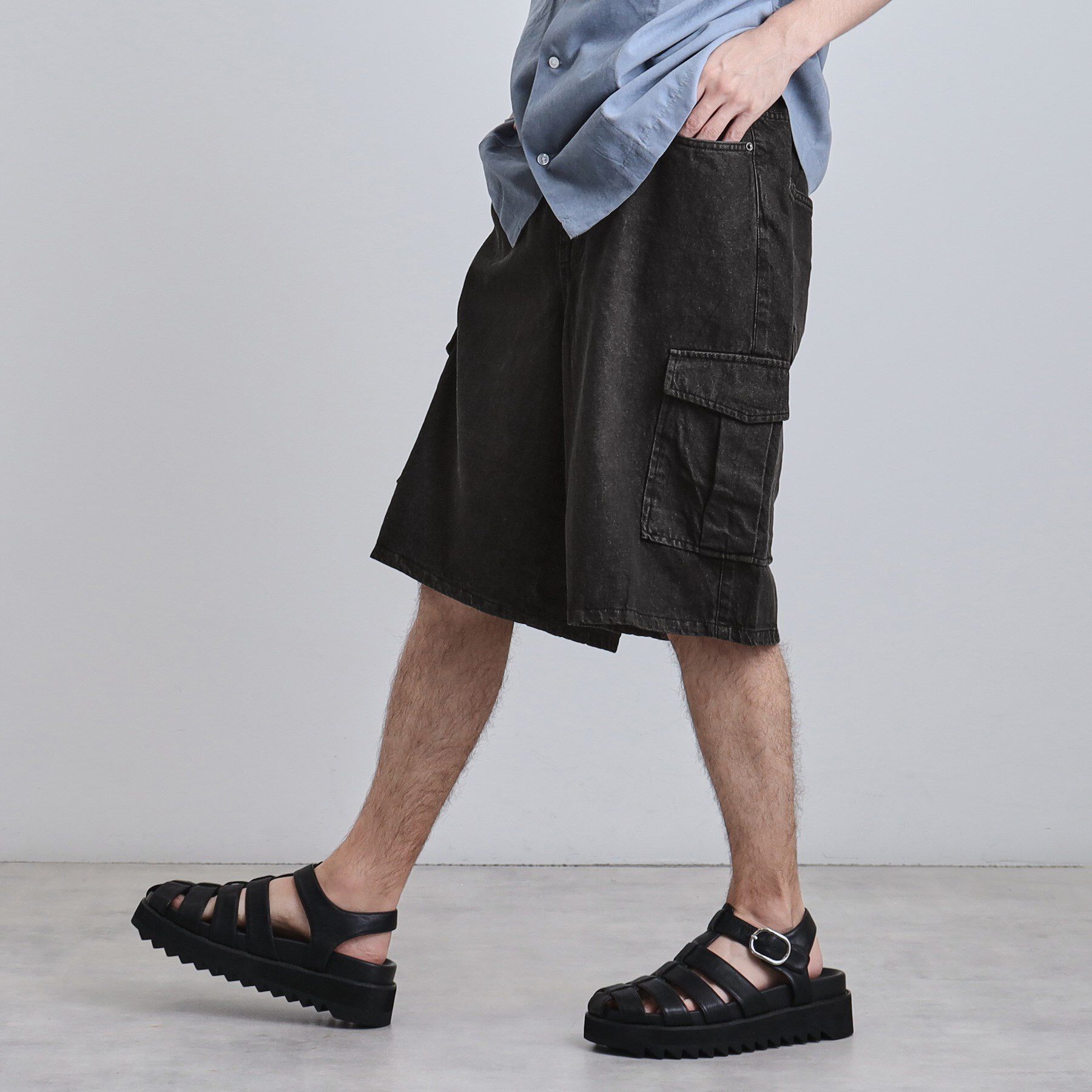 tk.TAKEO KIKUCHI「デニムカーゴショーツ」|その他|ブラック(019)