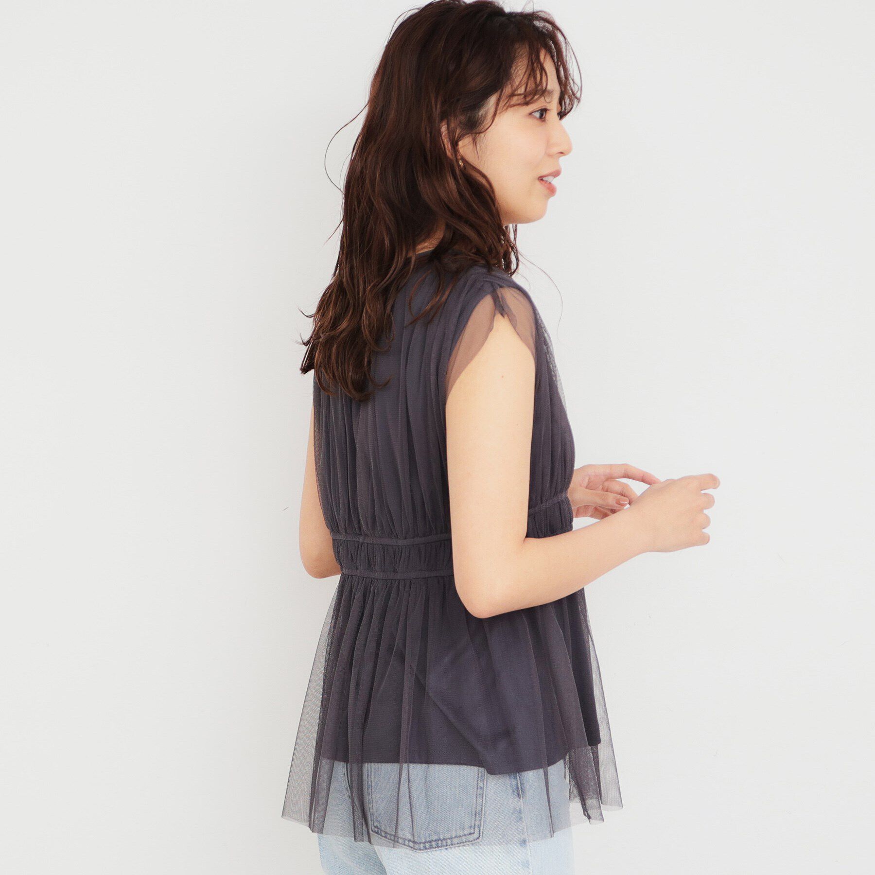 index「《美人百花掲載》チュールペプラムブラウス【洗濯機洗い可】」|シャツ・ブラウス|