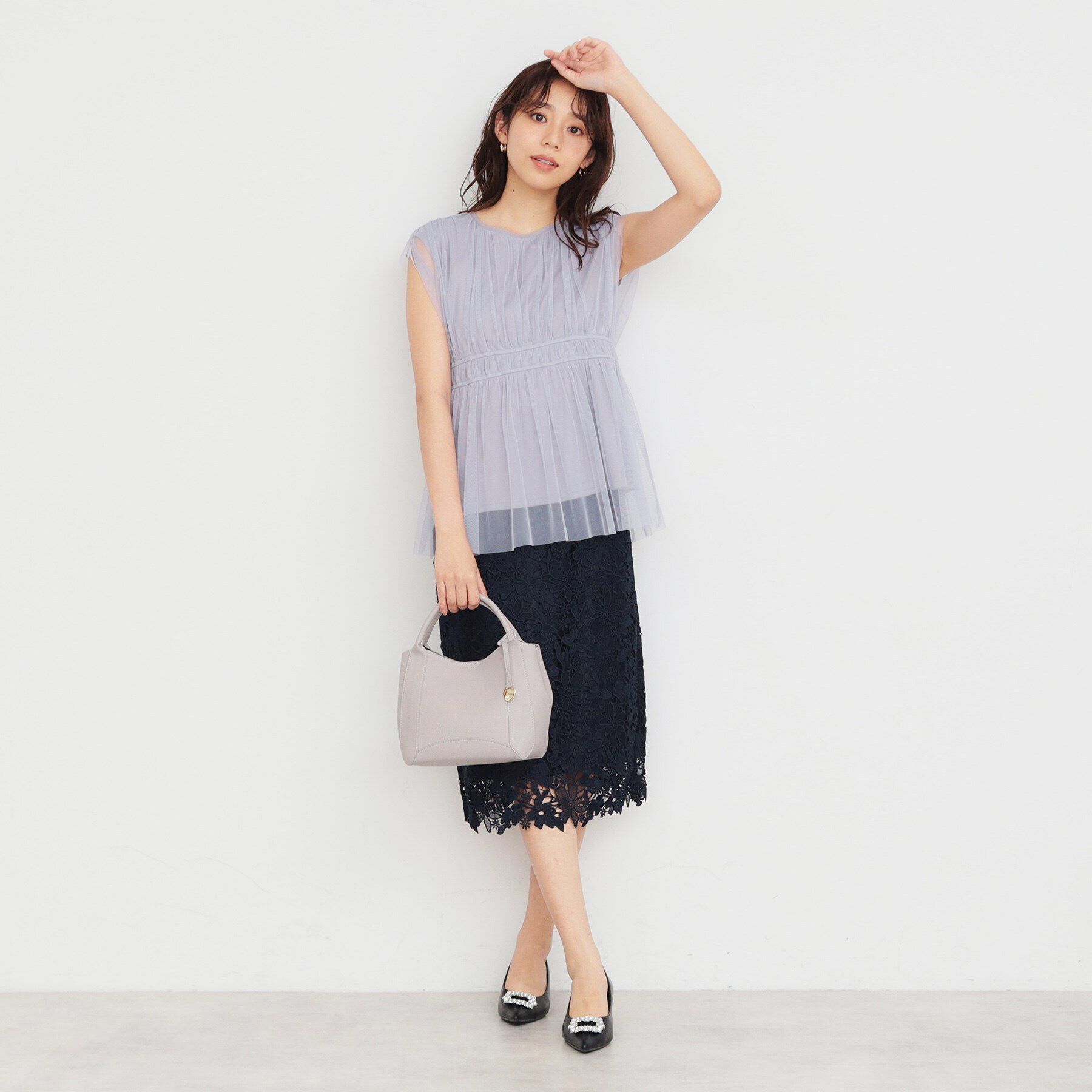 index「《美人百花掲載》チュールペプラムブラウス【洗濯機洗い可】」|シャツ・ブラウス|