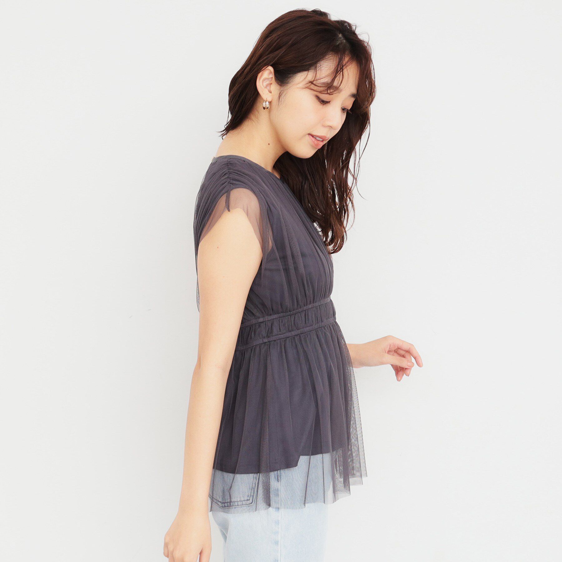 index「《美人百花掲載》チュールペプラムブラウス【洗濯機洗い可】」|シャツ・ブラウス|