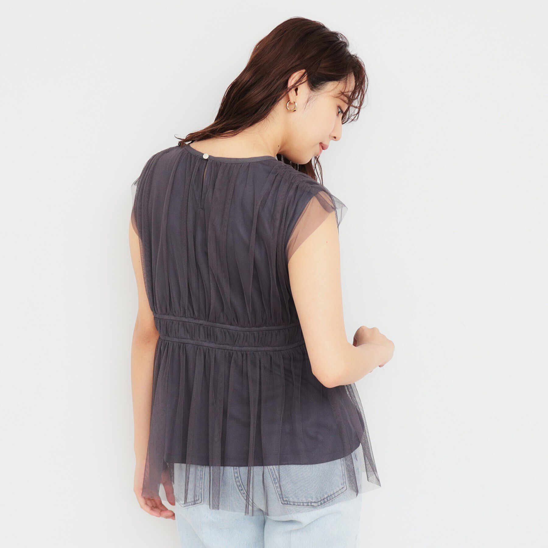 index「《美人百花掲載》チュールペプラムブラウス【洗濯機洗い可】」|シャツ・ブラウス|