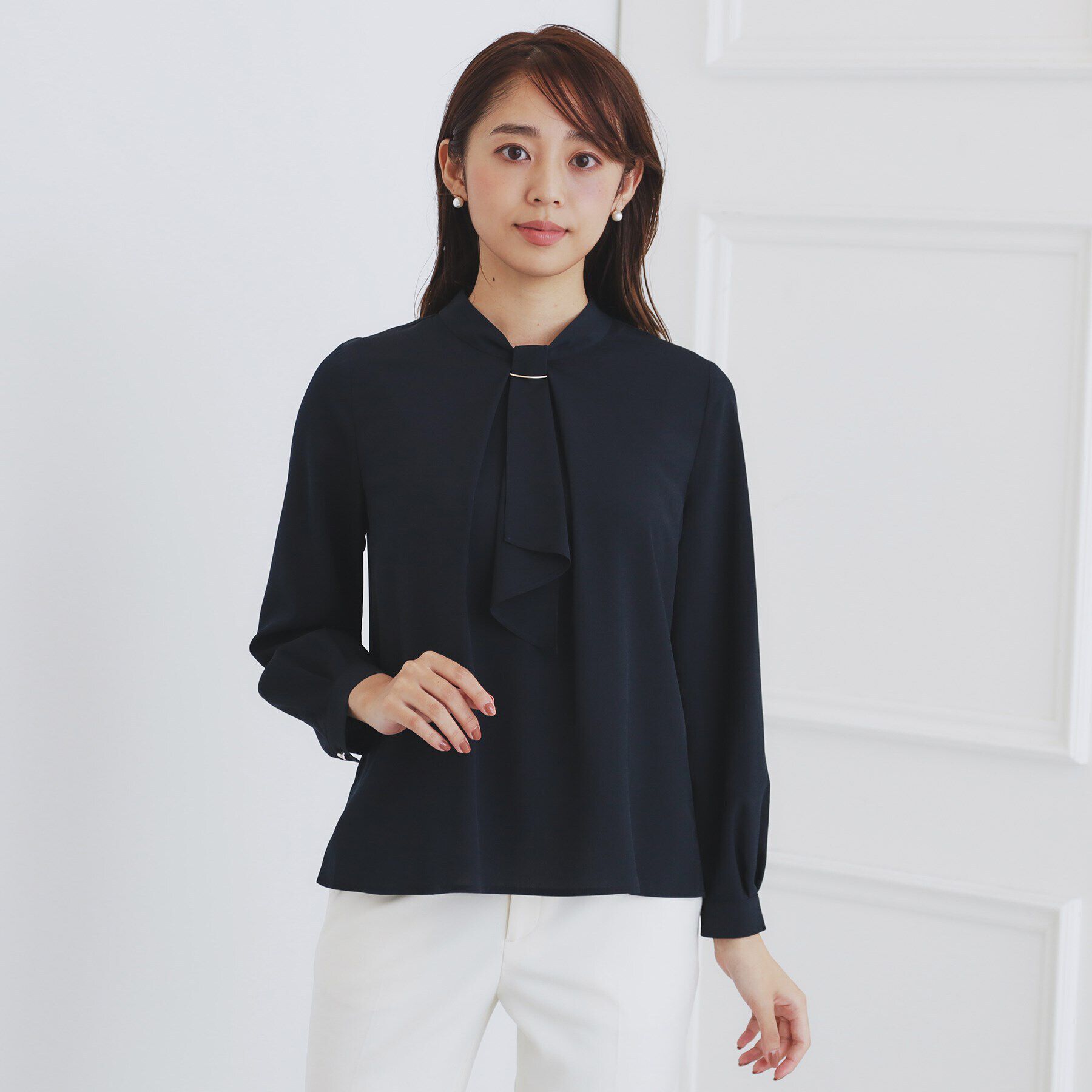index「《XS-LLsize》通勤・セレモニー対応/ボウタイブラウス/取り外しパーツ付き 【洗濯機洗い可/防」|シャツ・ブラウス|