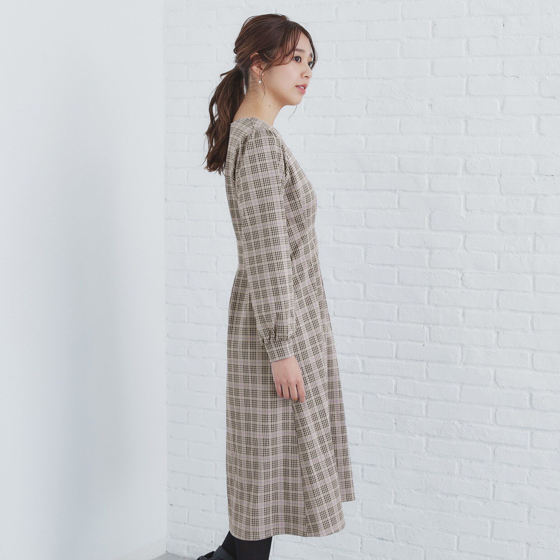 index「《S-LLsize》ストレッチチェックジャカードワンピース【洗濯機洗い可/抗ピル】」|ワンピース|
