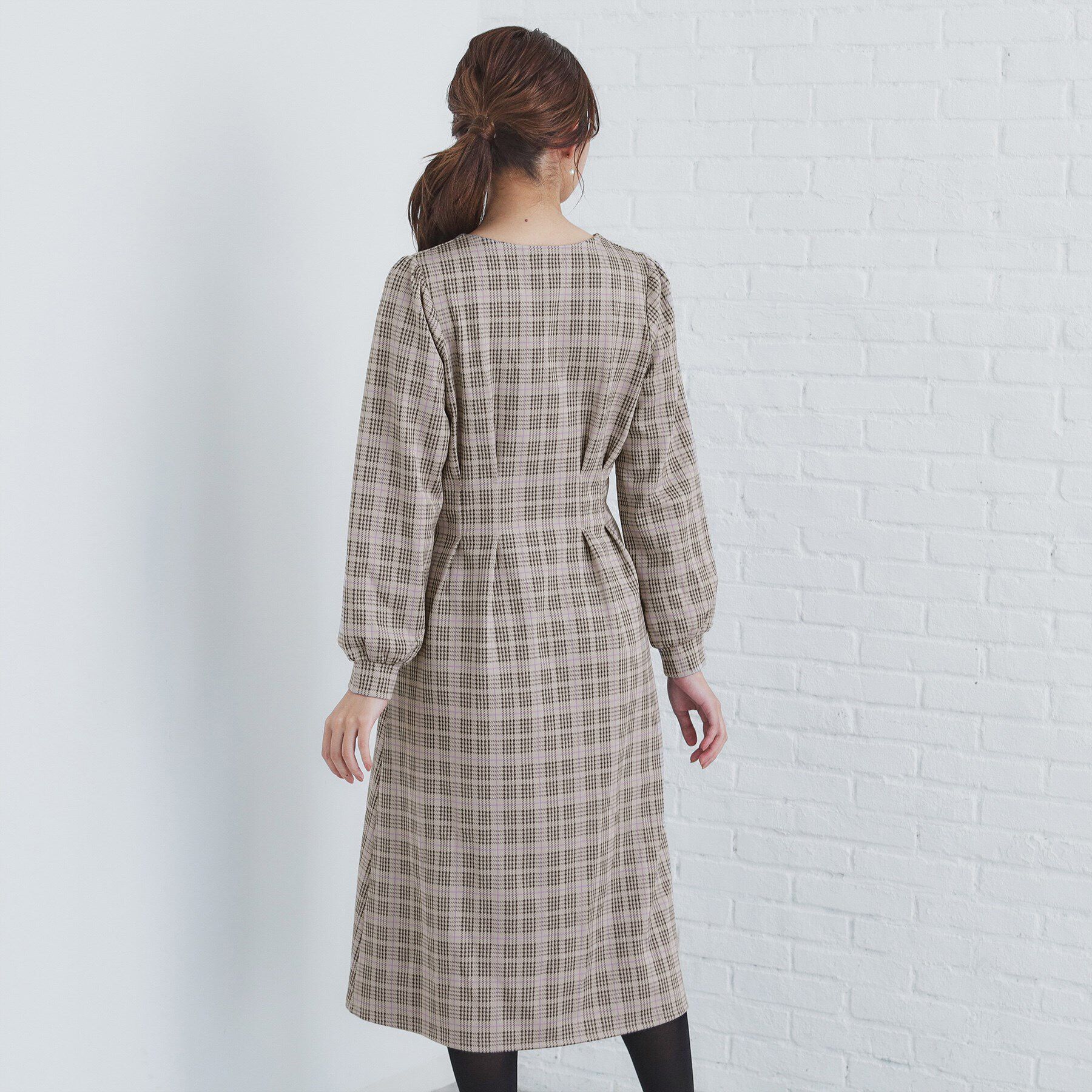 index「《S-LLsize》ストレッチチェックジャカードワンピース【洗濯機洗い可/抗ピル】」|ワンピース|