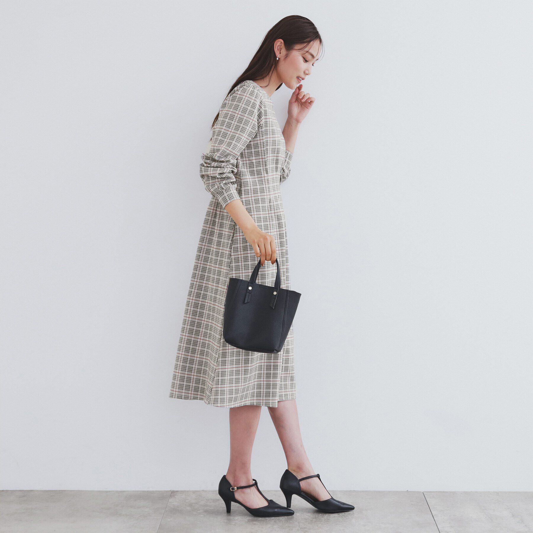 index「《S-LLsize》ストレッチチェックジャカードワンピース【洗濯機洗い可/抗ピル】」|ワンピース|
