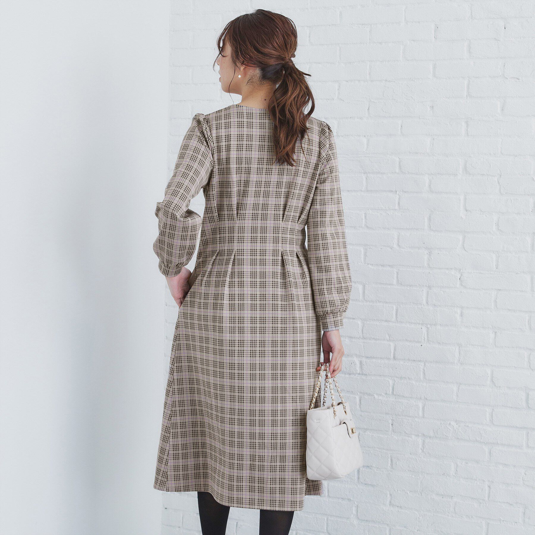 index「《S-LLsize》ストレッチチェックジャカードワンピース【洗濯機洗い可/抗ピル】」|ワンピース|