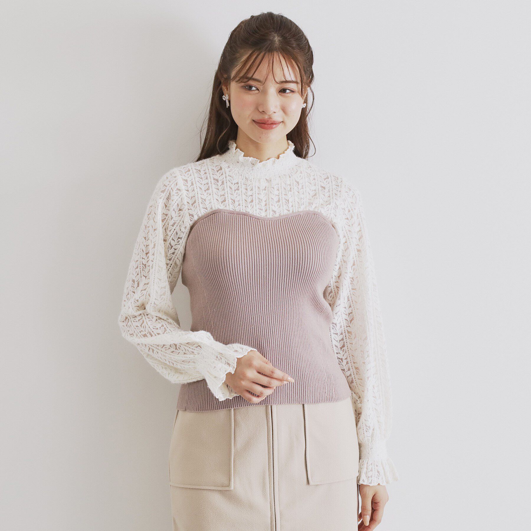 index「レースビスチェドッキングニット【洗える】」|Tシャツ・カットソー|