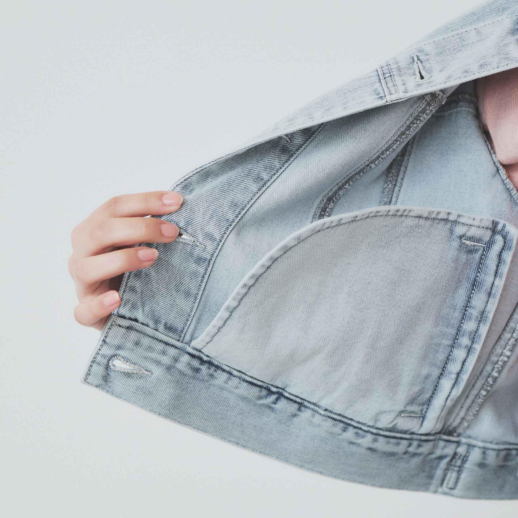 index「ノーカラーGジャン【洗濯機洗い可】」|デニムジャケット|