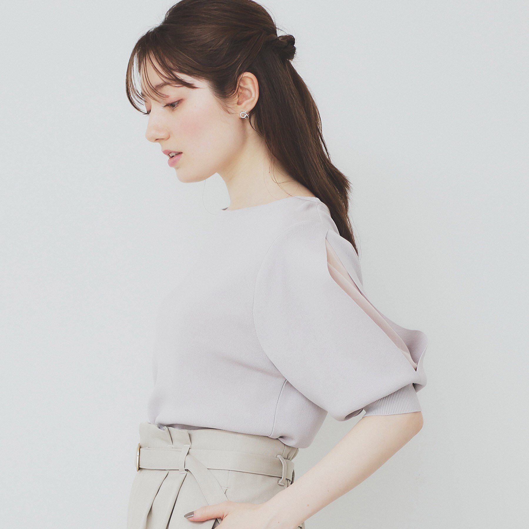 index「《6色展開/XS-LLサイズ》ドライタッチ デザインスリーブニット【洗濯機洗い可/接触冷感/抗ピル】」|ニット・セーター|