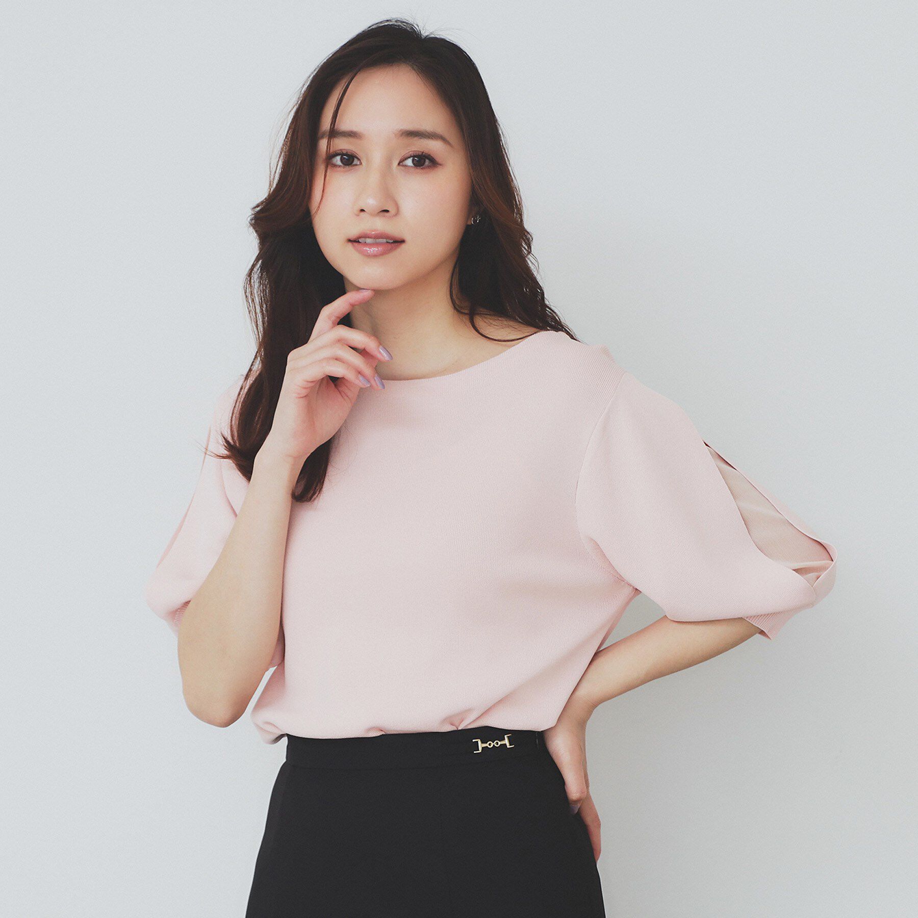 index「《6色展開/XS-LLサイズ》ドライタッチ デザインスリーブニット【洗濯機洗い可/接触冷感/抗ピル】」|ニット・セーター|