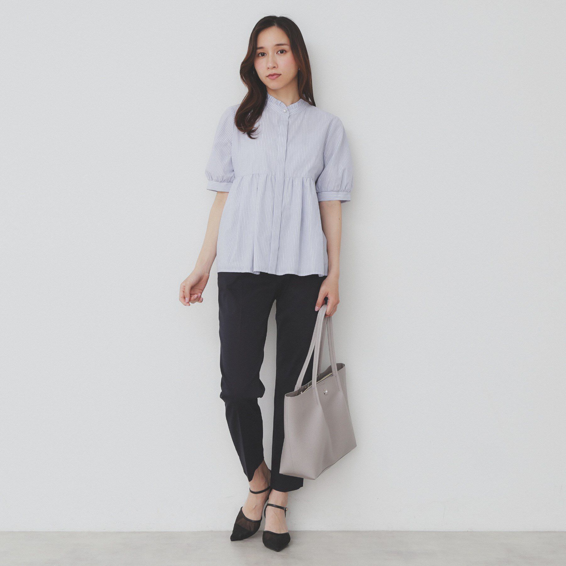 index「《5色展開》フリルバンドカラーペプラムブラウス【洗濯機洗い可/イージーアイロン/防シワ】」|シャツ・ブラウス|