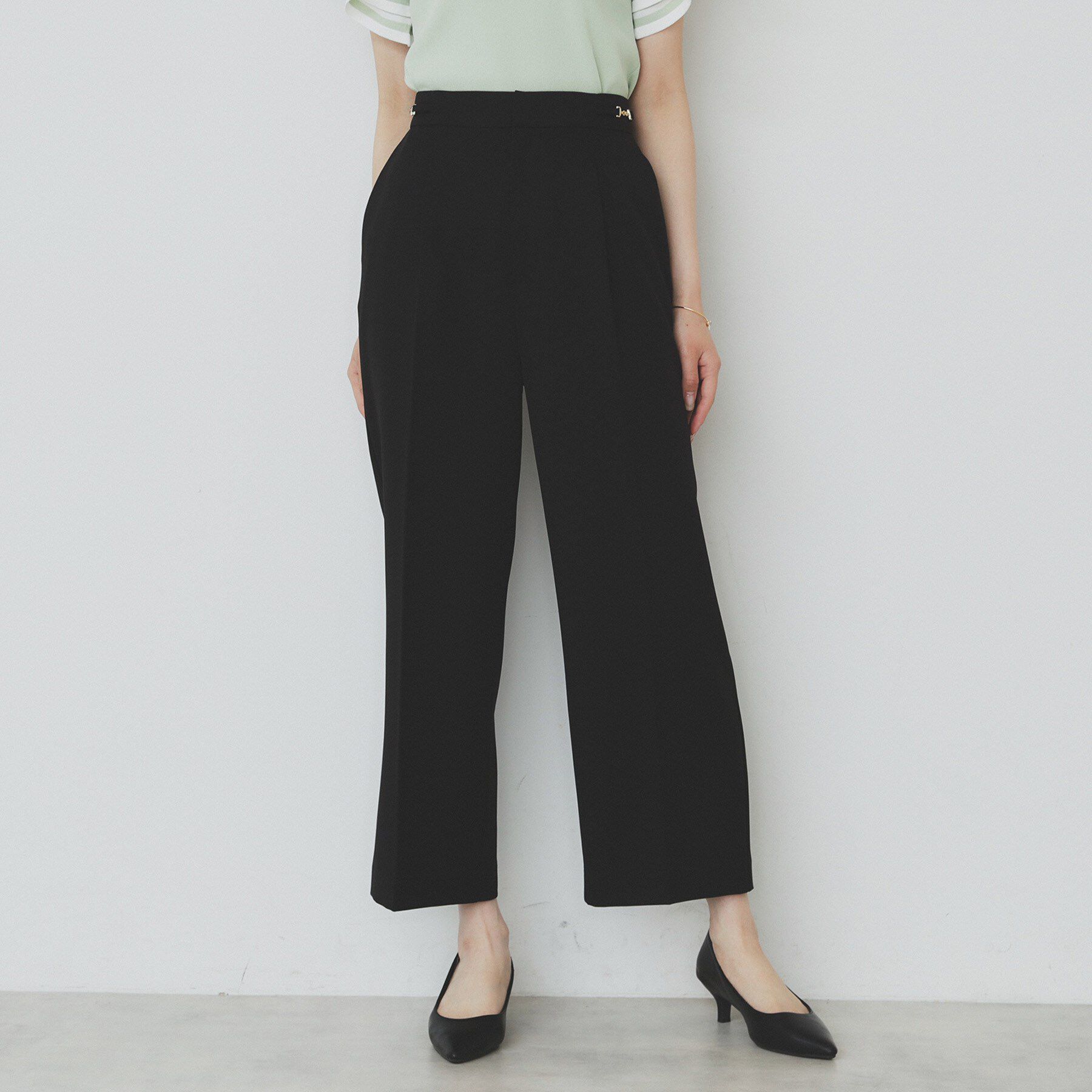 index「サイドビット付きストレッチワイドパンツ【洗濯機洗い可/吸水速乾/防シワ】」|その他|ブラック(019)