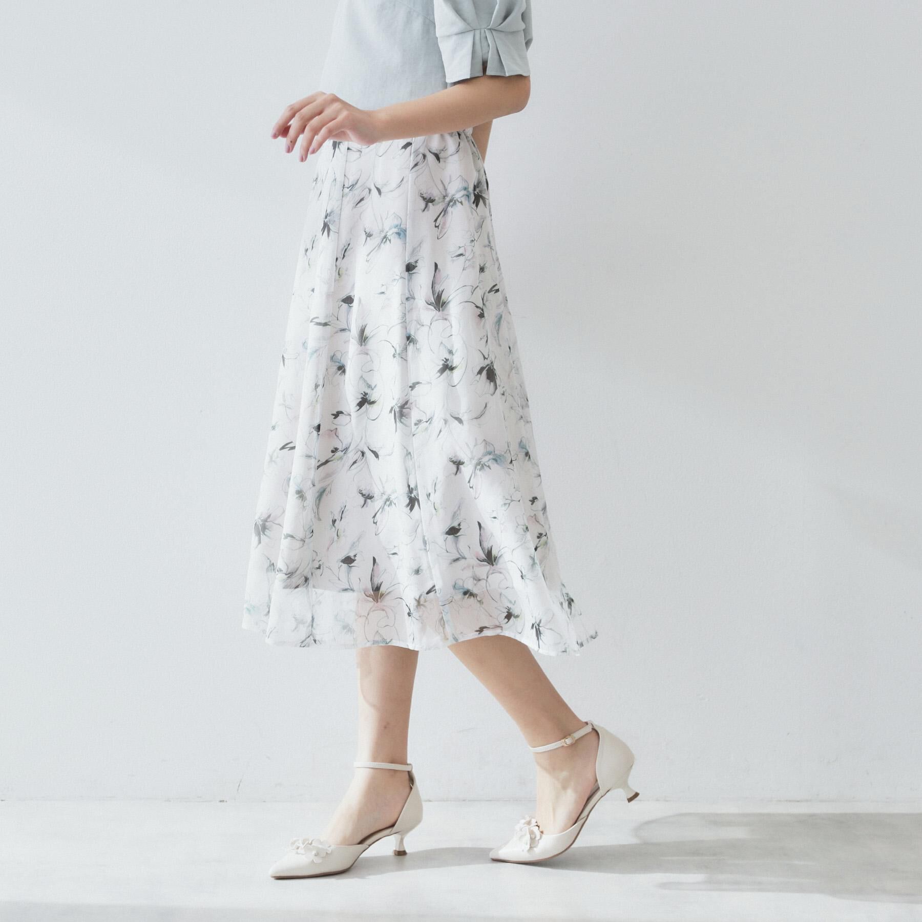 index「シアーフラワーフレアスカート【洗濯機洗い可】」|スカート|