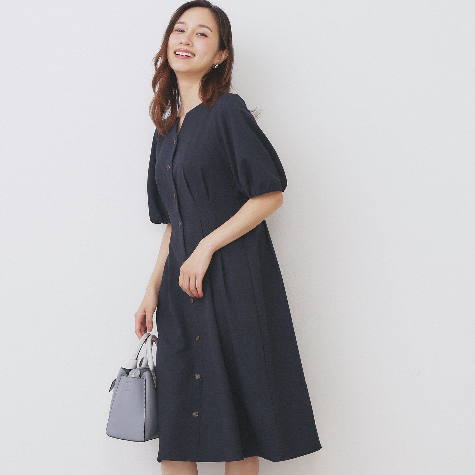 index「タックパフスリーブワンピース【洗濯機洗い可/イージーアイロン】」|ワンピース|