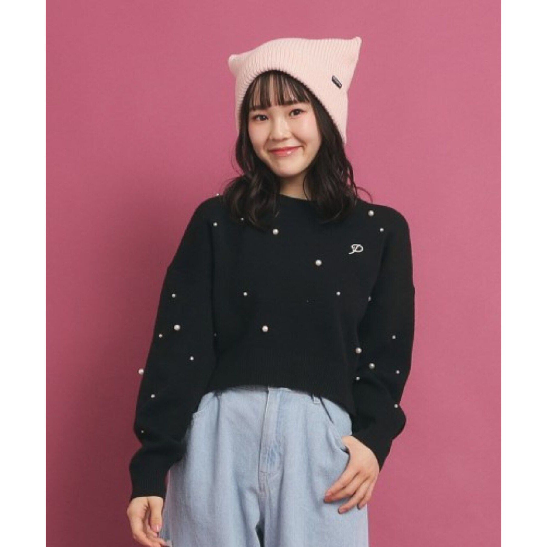 PINK-latte「ネコ耳ニットキャップ」|ニット帽|