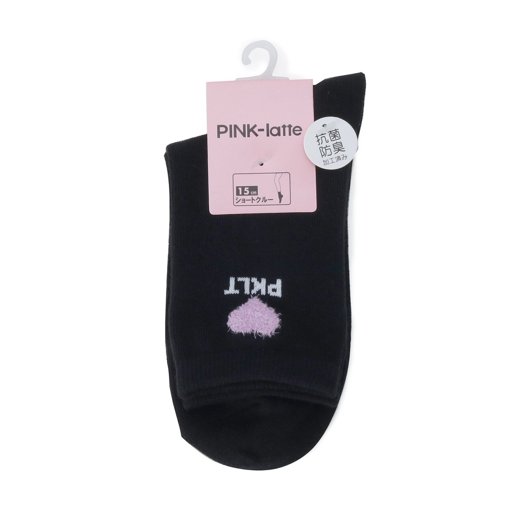 PINK-latte「【15cm丈】シャギーハート柄ショートソックス」|ソックス|ブラック(019)