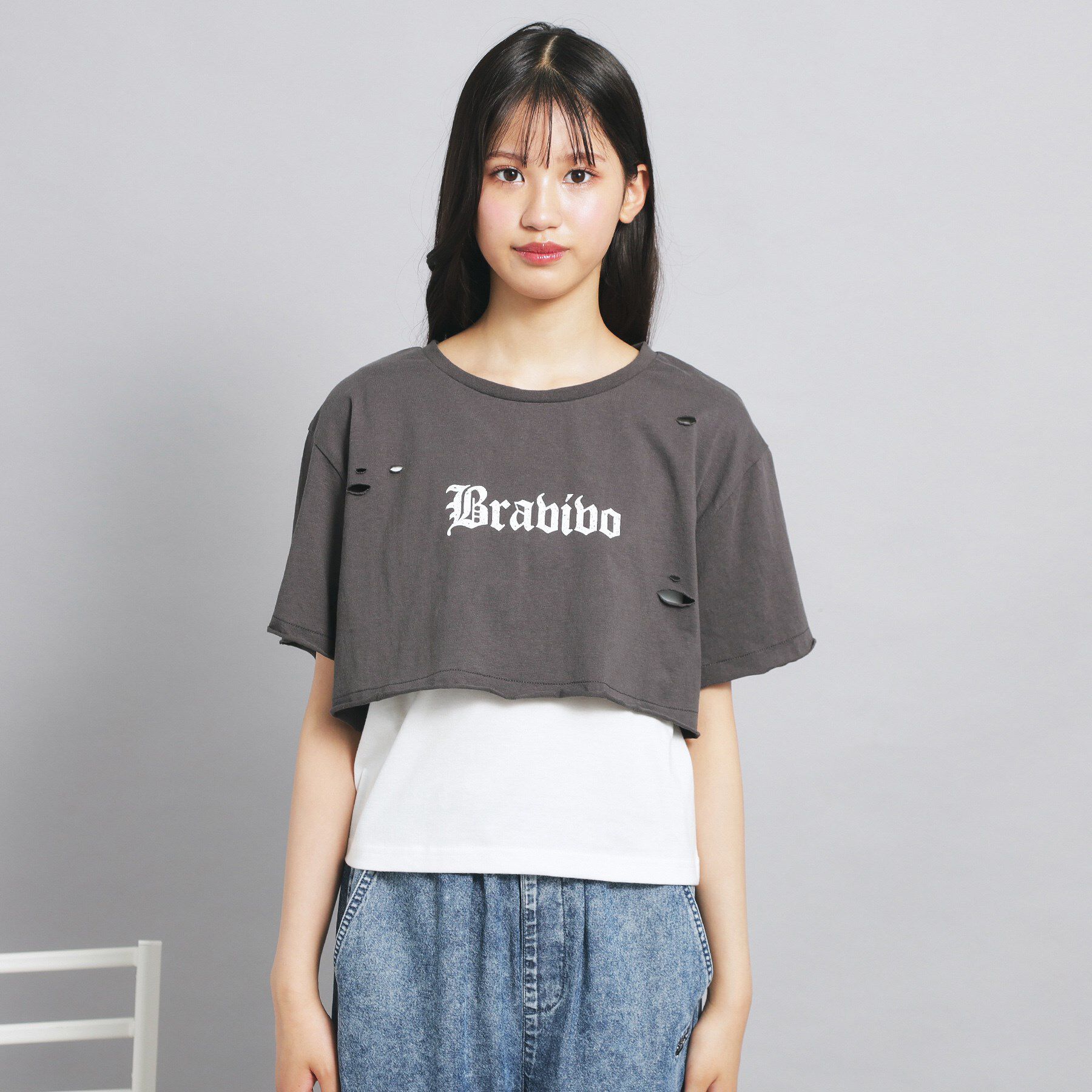 PINK-latte「【セットアイテム】ダメージTシャツ＋タンクセット」|その他|