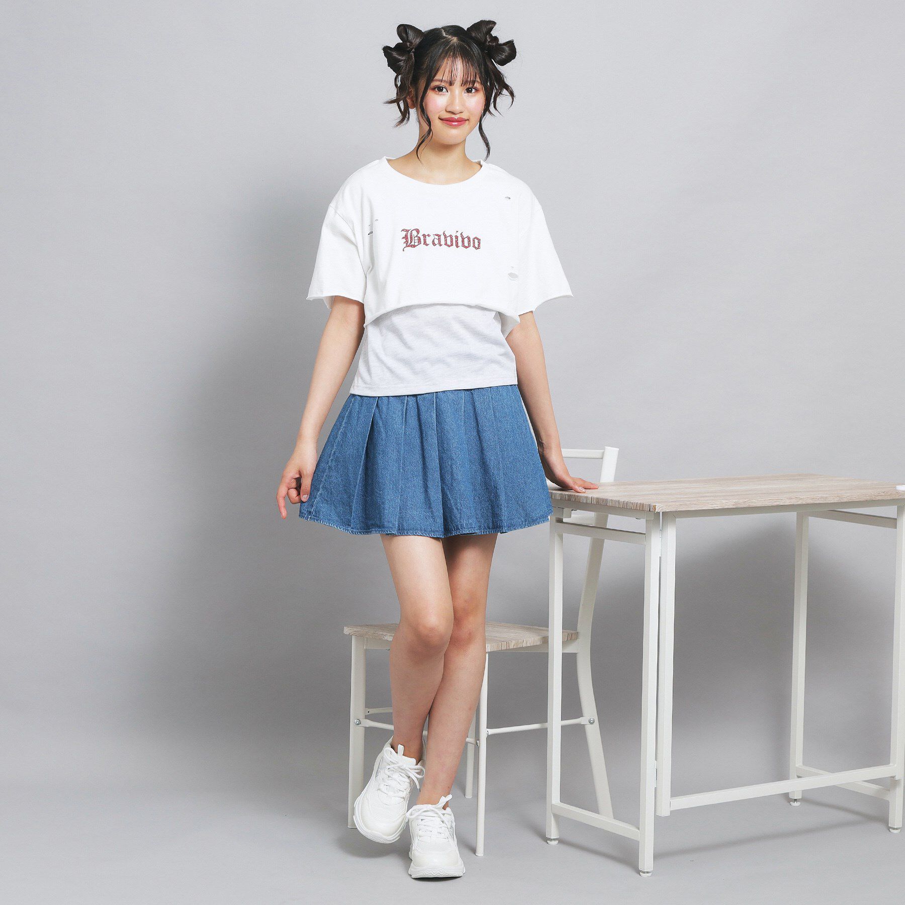 PINK-latte「【セットアイテム】ダメージTシャツ＋タンクセット」|その他|