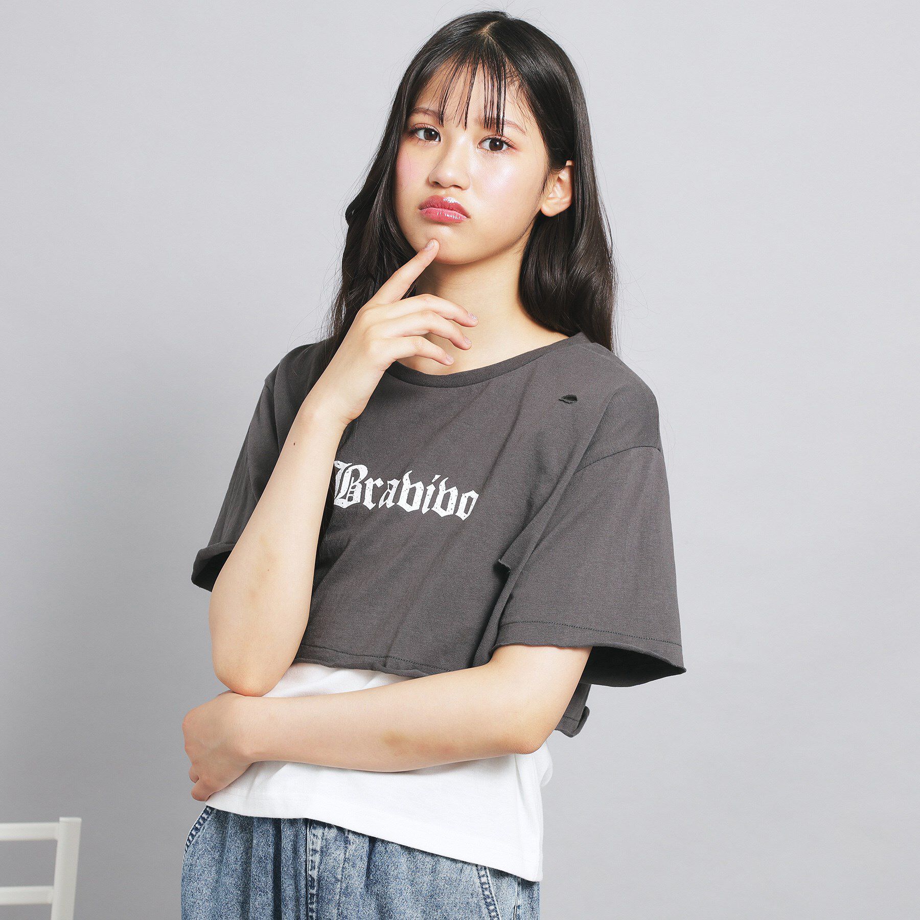 PINK-latte「【セットアイテム】ダメージTシャツ＋タンクセット」|その他|