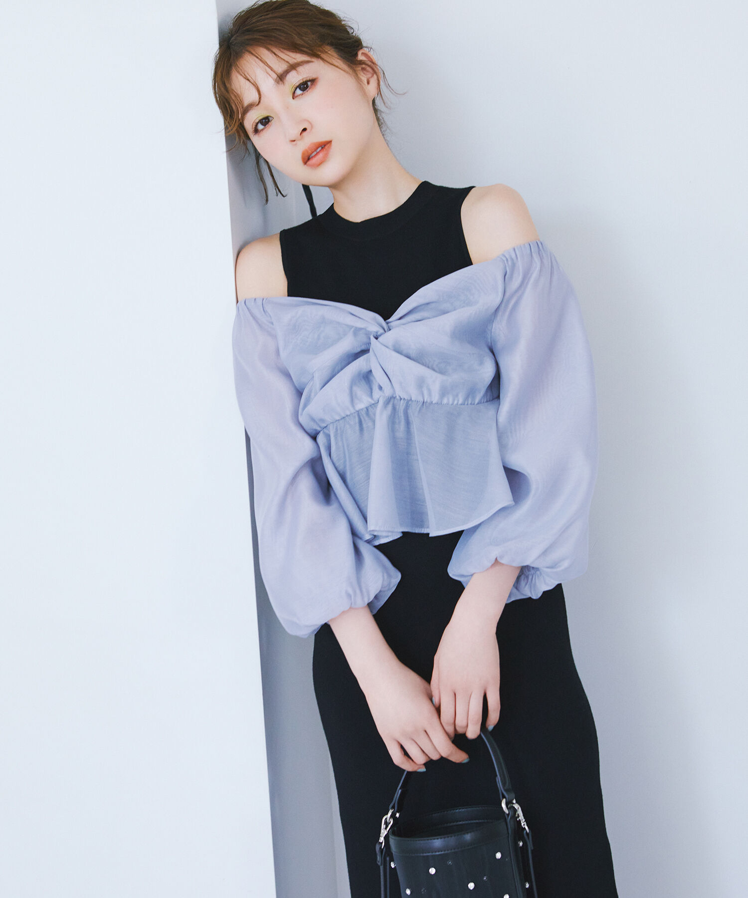  「シアーブラウス＆ニットワンピース」|ワンピース|ブルーグレー 2