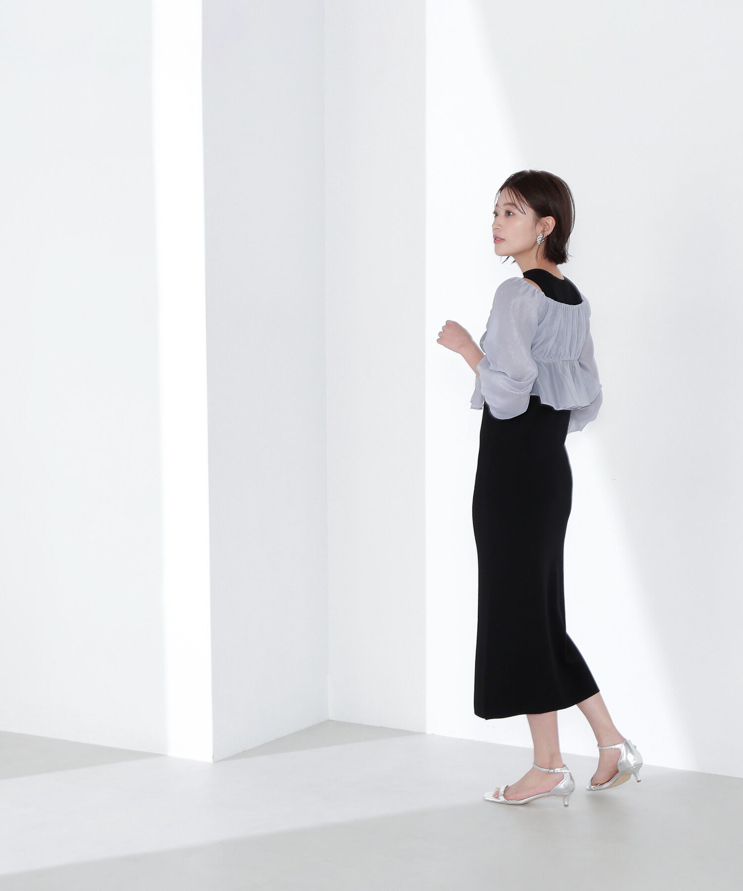  「シアーブラウス＆ニットワンピース」|ワンピース|