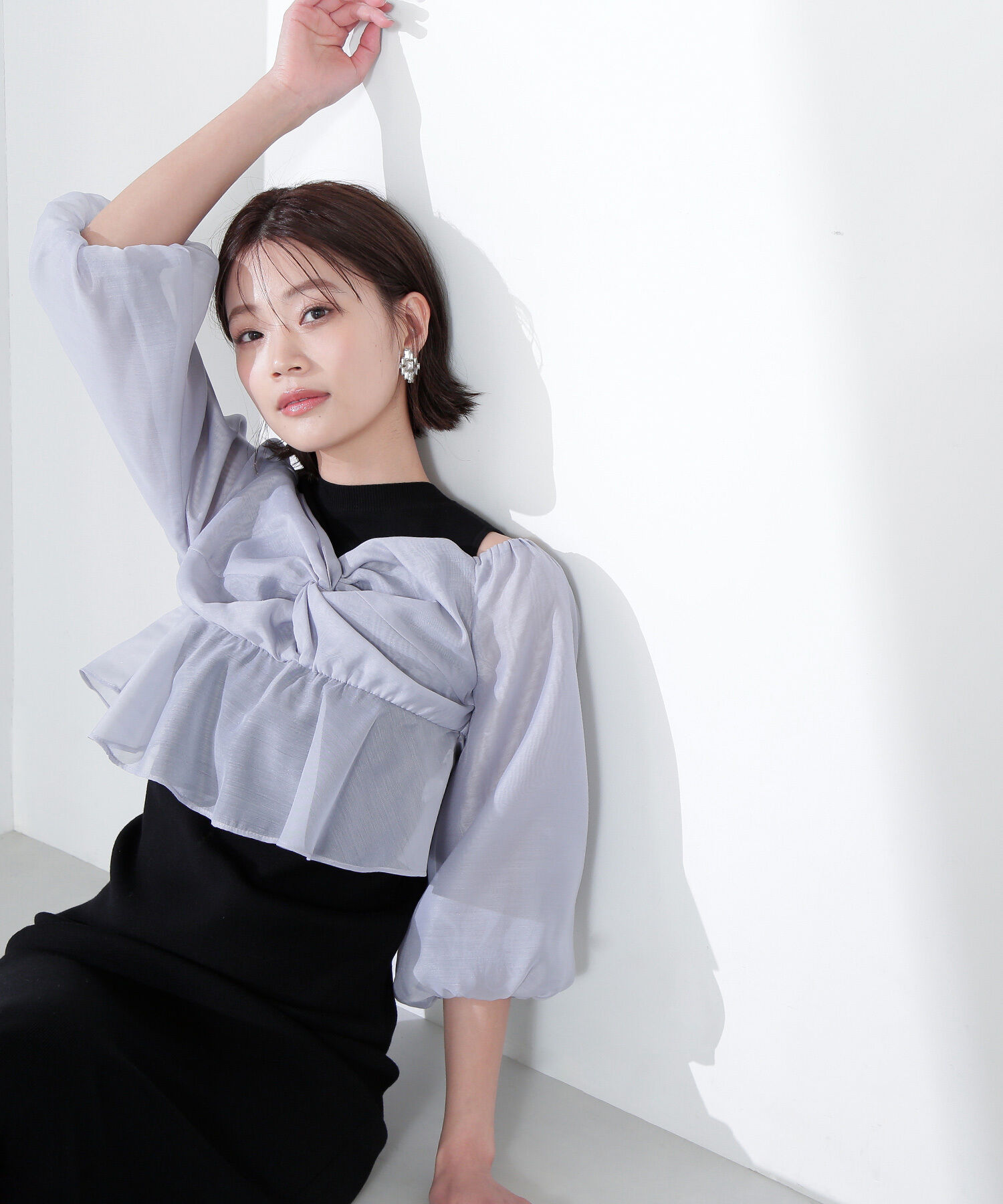  「シアーブラウス＆ニットワンピース」|ワンピース|